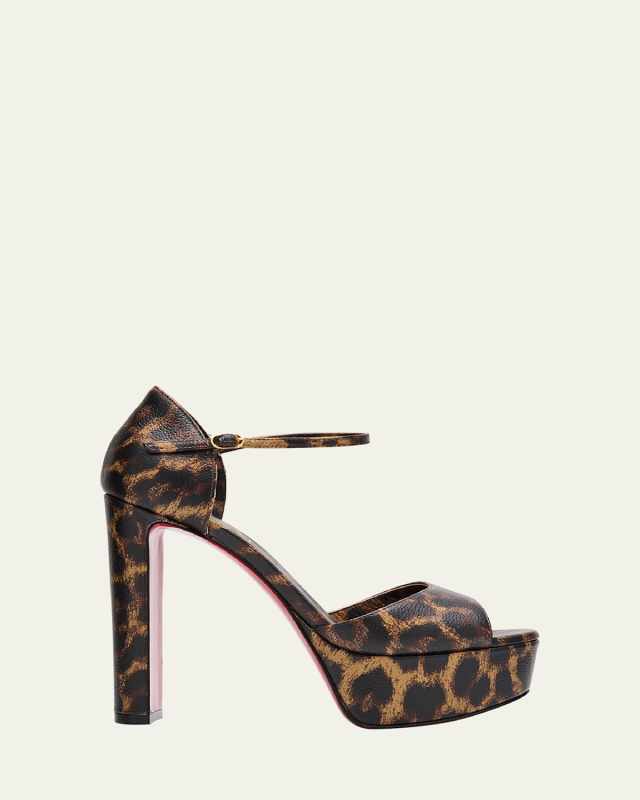 Leopard Ankle-Strap Red Sole Platform Sandals